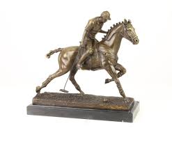 Vintage Bronze Sculpture Polo Player Antique Style Polo Horse Sport on Marble Base - Etsy