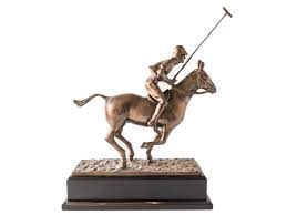 Bronze Horse Sculpture Polo Player On Horse Sculpture 18" Tall Statue – InventifDesigns