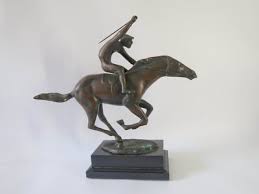 Vintage Handmade Metal Art Bronze or Brass Galloping Racehorse Jockey Sculpture | eBay Australia