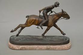 Sold at Auction: Andre Guiet, A. GUILET POLO PLAYER BRONZE SCULPTURE - Andre Guiet (1880-1969) French Bronze of a polo player on a marble base. Signed on sculpture base. Dimensions: Sculpture -