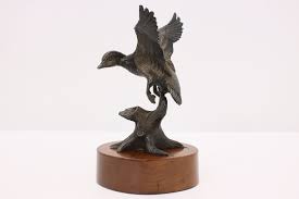 Wood Duck Statue Vintage Bronze Bird Sculpture, Sweeten