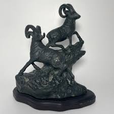 Vintage Bronze Metal Bighorn Sheep Sculpture - Etsy