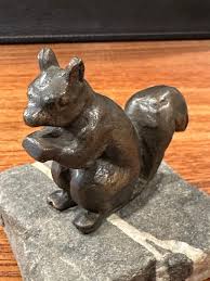 Vintage Art Deco Bronze Squirrel Sculpture on Stone Base by ...