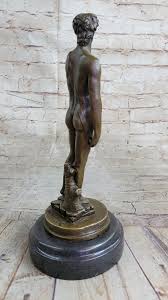 SIGN MICHELANGELO DAVID BRONZE SCULPTURE NUDE MALE DECO HOT CAST CLASSIC ARTWORK | eBay Australia