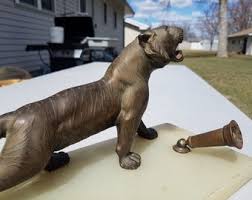 Vintage Art Deco Marble Base Bronze Cougar Panther Lion ...