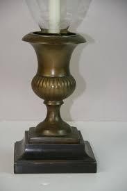 English Pair Brass and Glass Hurricane Candle Lamps For Sale ...