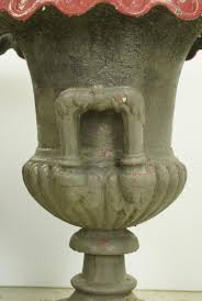 Pair of Painted Cast Iron Garden Planter Urns For Sale at 1stDibs