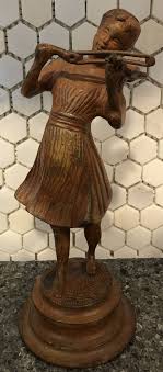 Vintage Mid Century Bronze Sculpure Girl Playing Violin ...