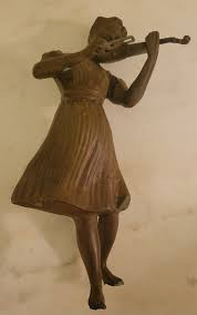 Vintage Cast Bronze Girl Playing Violin 8" Tall, Missing ...