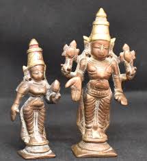 Vishnu and Lakshmi Ganga Jamuna Hindu deity 3.5 + inches | eBay