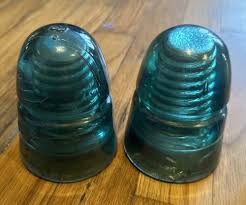 Vintage Brookfield B Wire Insulators Aqua Green Glass ...