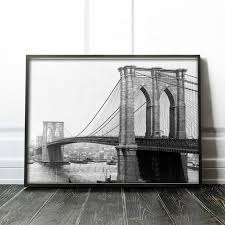 Brooklyn Bridge Early 1900s New York City Black and White ...