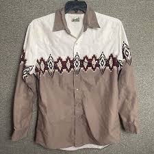 Vtg Express Rider Shirt Western Mens Large Aztec Southwestern Button Long Sleeve | eBay
