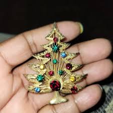 Jewelry | Brooks Harp Christmas Tree Brooch Multicolored ...
