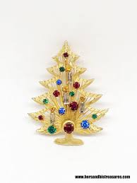 Vintage Wired Christmas Brooch Pin with Rhinestones and ...