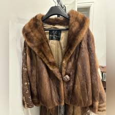 Jackets & Coats | Brown Mink Fur Stroller Coat With Lace Accents | Poshmark