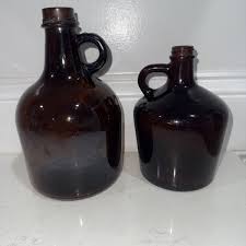 Vintage Lot Of 2 Brown Federal Glass Finger Hole Whiskey Jug ...