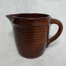 Western Monmouth USA Brown Ribbed Pitcher | eBay