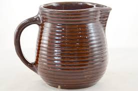 Rustic Farmhouse Ribbed Stoneware Jug | Chairish