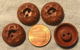 4 Retro Reddish Brown Plastic Sew-through Buttons 3/4" 19mm ...