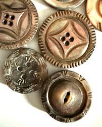 Lot 12 Antique Carved Shell Buttons 7/8" to 1 1/8" Across A2 ...