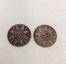 Pair Hand Carved Large Brown Vintage Shell Buttons - Two ...