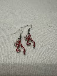 Browning Red Dangle Drop Fashion Earrings, Buck mark ...