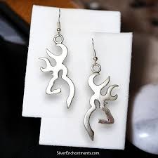 Silver Large Deer Earrings | Large Stag Earrings