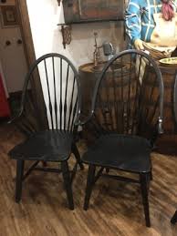 LOT 8 Vintage BROYHILL ATTIC HEIRLOOMS Windsor Dining Chairs - Antique Black Oak | eBay