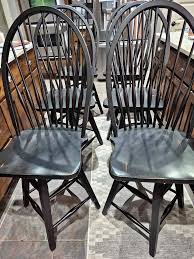 6 Black counter height spindle wood chairs