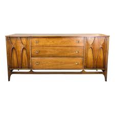 Broyhill Brasilia Mid Century Walnut and Brass Credenza | Chairish