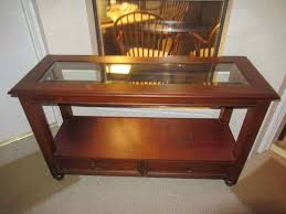 Broyhill Mahogany Couch Hallway Table With Beveled Glass and Drawers 50” X 18” X 29” - Etsy