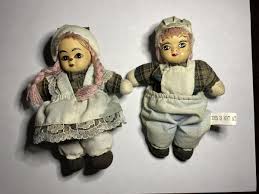 2 Vintage Porcelain / Bisque Head Dolls With Stuffed Cloth ...