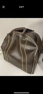 Vintage Brown Faux Leather Bowling Bag NLH | eBay