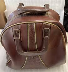 Brunswick Bowling Ball Bag with Metal Holder Brown Leather ...