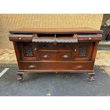 19th Century Antique Tiger Oak Carved Sideboard Server or ...