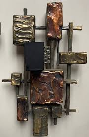 Pair Vintage Sculptural Brutalist Syroco Molded Plastic Candle Holders Mid Century Modern 60s 70s