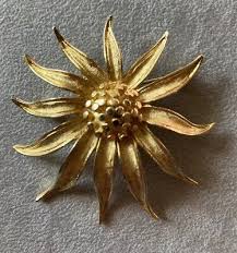 Vintage B.S.K Gold tone Flower Brooch 2.5 Inches New York | eBay