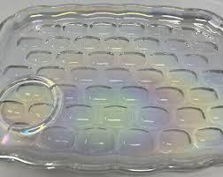 Vntg Federal Glass Yorktown Iridescent Thumbprint 4 Cups W 4 ...