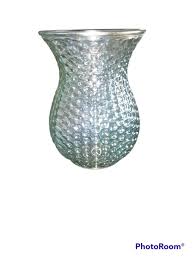 Vtg GREEN BUBBLE ART GLASS VASE Round Flared Dots Hobnail Button Textured 7 1/2" | eBay