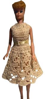 Vintage Yellow Seashells Crochet Barbie Doll Dress Mint doll ...