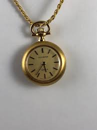 Vintage Bucherer Swiss Watch Necklace: Pink Rose Flower ...