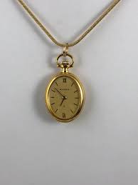 Vintage Bucherer Necklace Watch: Swiss Made Enameled Pansy ...