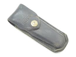 VINTAGE BUCK 110 111 USED BLACK LEATHER FOLDING HUNTER ...