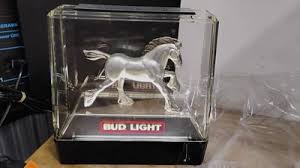 Lot of 2 Vintage 1982 Bud Light Silver Clydesdale Light Up ...