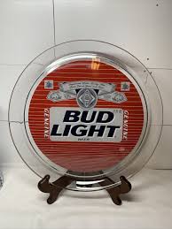 Nice! Vintage Bud Light Beer 13" Glass Serving Tray Platter ...