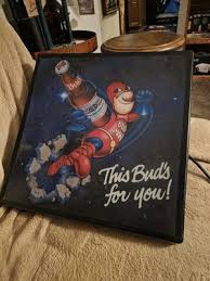 Vintage rare Budweiser Beer Bud Man Lighted Sign 18x18 bar ...