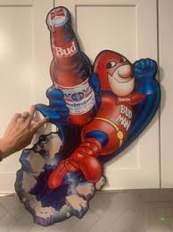 Vintage Bud Man Budweiser Beer Metal Sign 30.5x19 for Sale ...