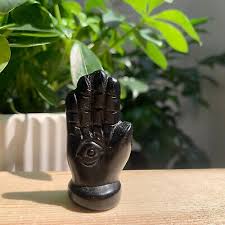 25g Obsidian Hamsa Fatima Hand Carving Stone Quartz ...