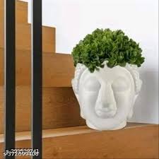 Home Decorating Budda Head Shape with Sippy Pot Gamla For Flowers and Plants Microfiber, Pack -2,